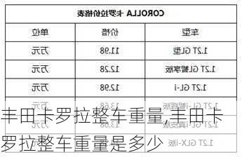 丰田卡罗拉整车重量,丰田卡罗拉整车重量是多少