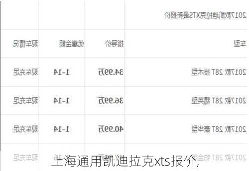上海通用凯迪拉克xts报价,