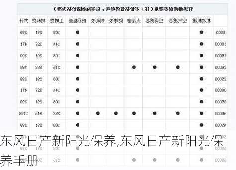 东风日产新阳光保养,东风日产新阳光保养手册