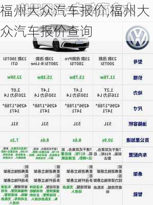 福州大众汽车报价,福州大众汽车报价查询